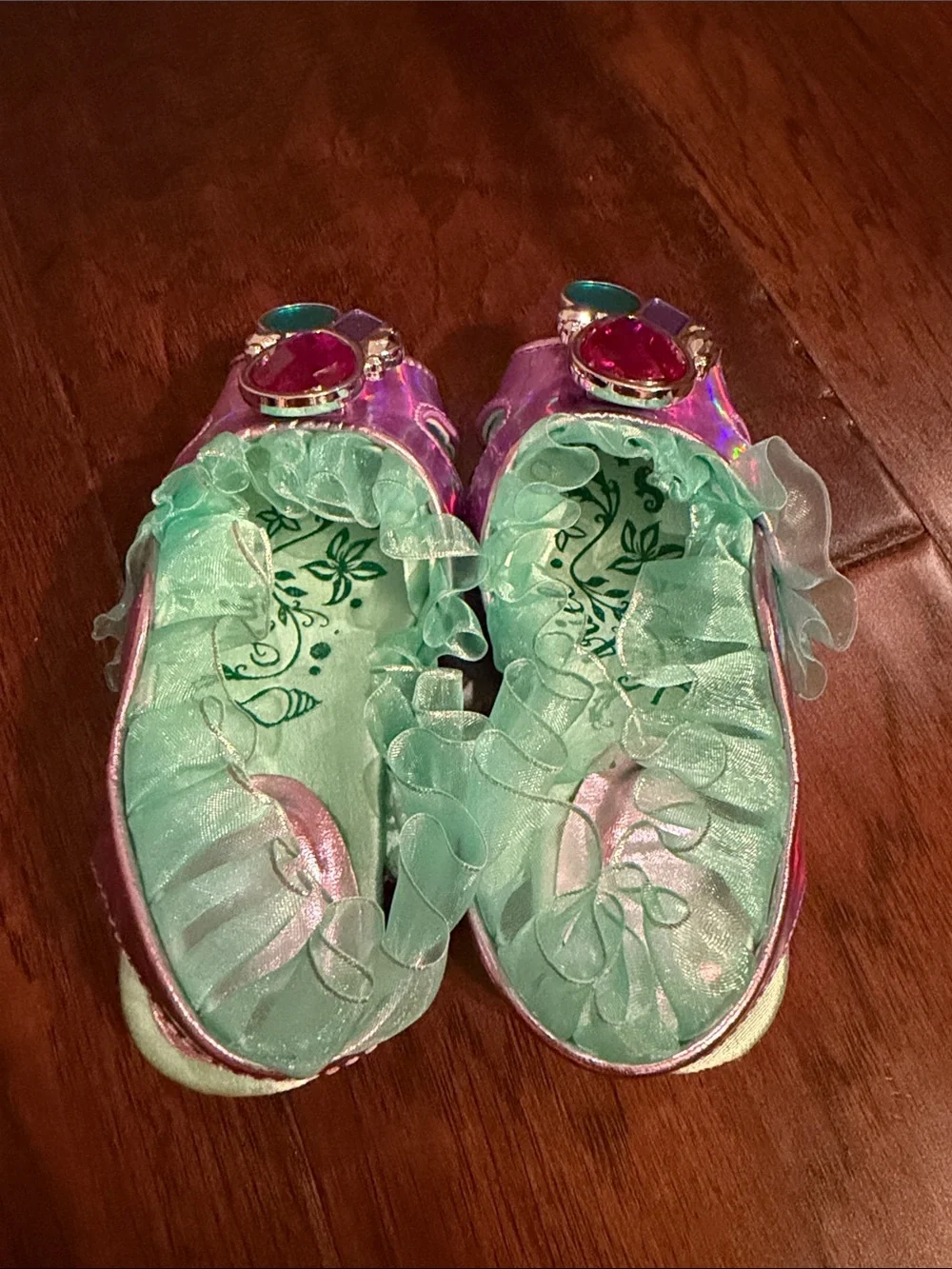 Disney Iridescent Pink and Teal Jewel Dress Sandals